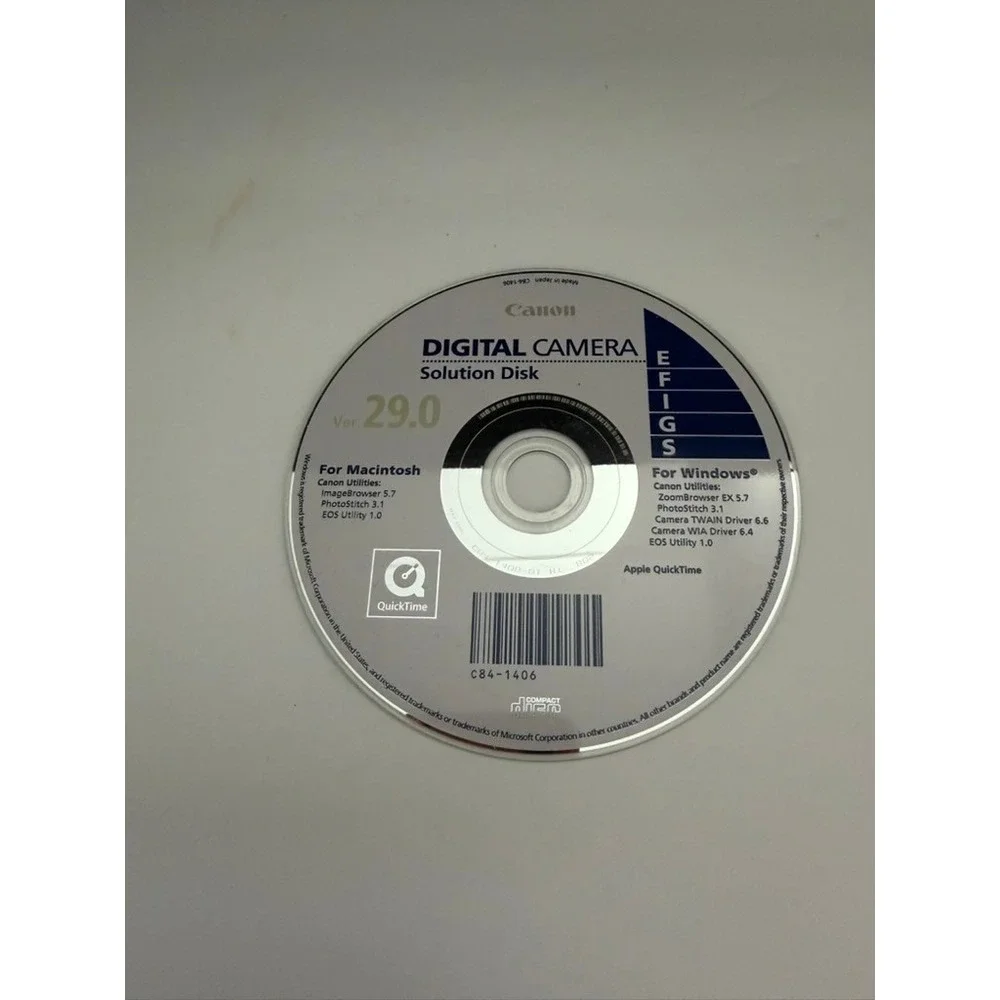 Canon Digital Camera Solution Disk Ver 29.0 Windows Mac C84-1406 Software CD